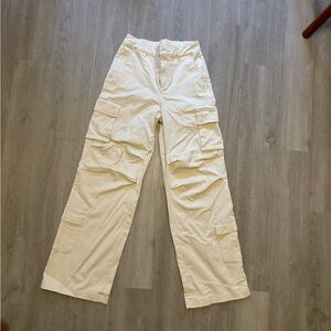 White Wide Leg Cargo Pants XS